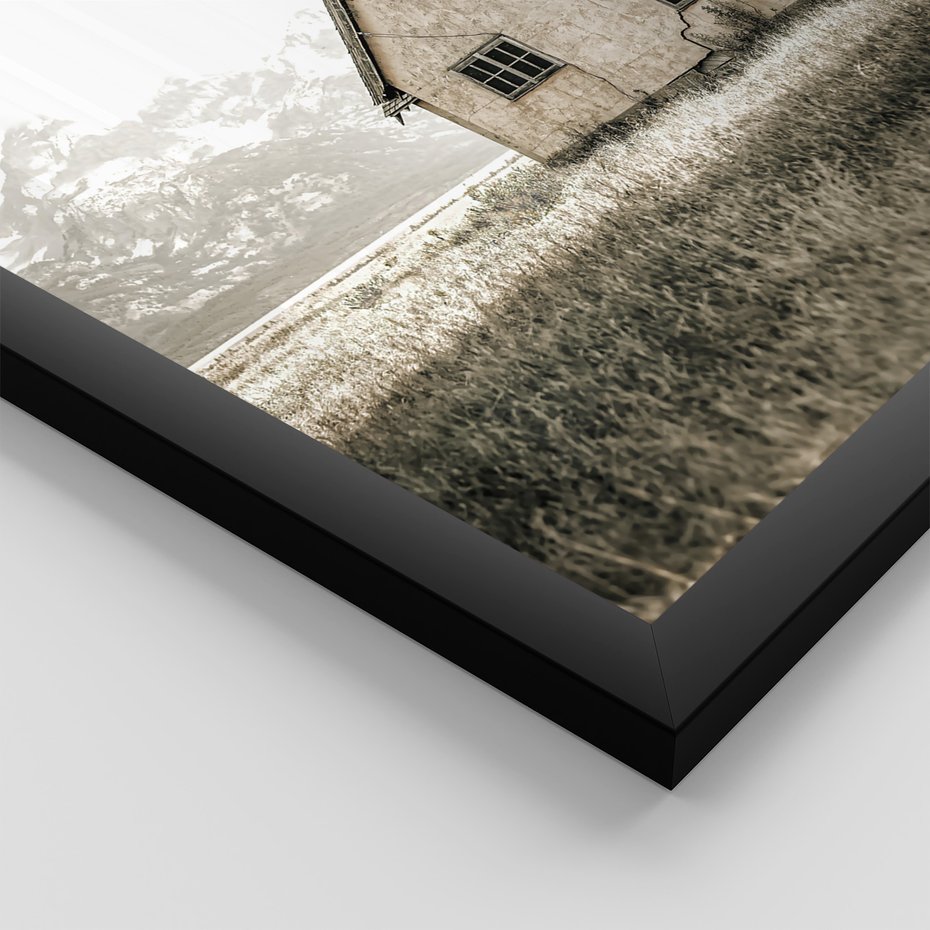 Zestaw obrazy w ramie, plakaty - dom, drzwi, rustykalny - rama czarna