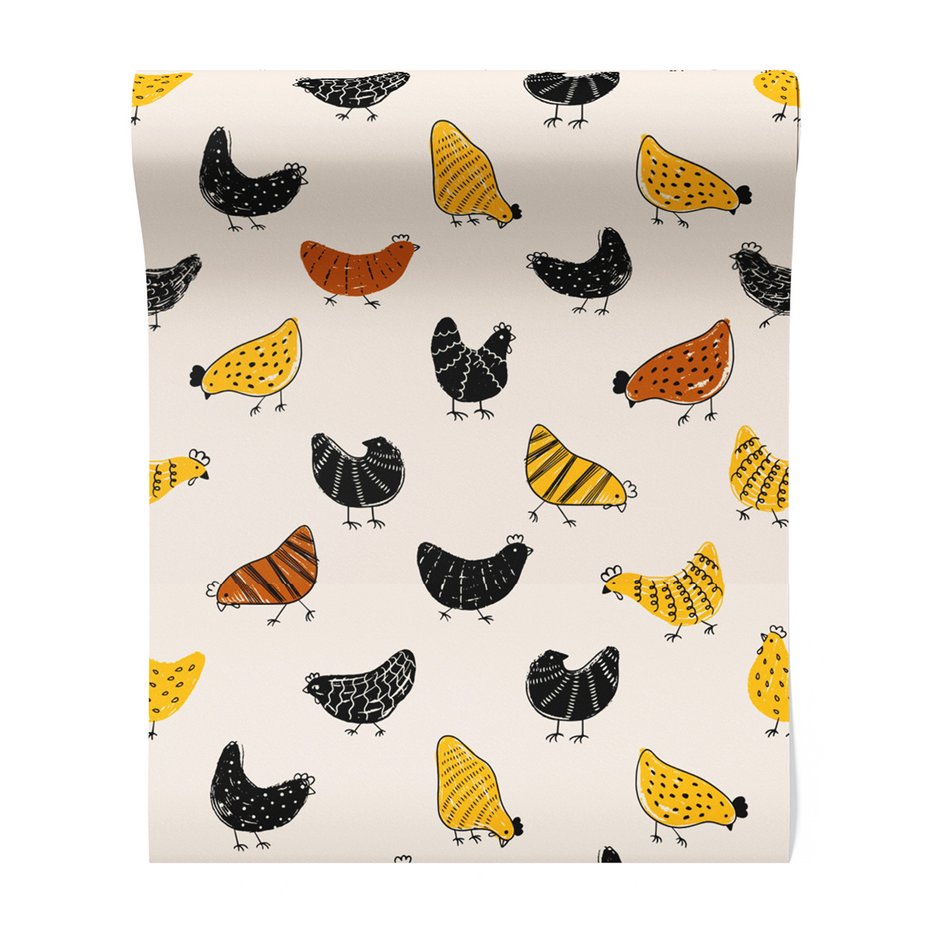 Tapeta - dziecięca, kura, ptak, ilustracja