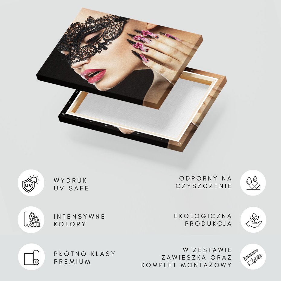 Obraz na płótnie - maska, manicure, kwiaty