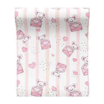 Tapeta - dziecięca, myszka, koperta, serca