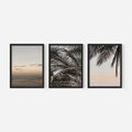 Zestaw obrazy w ramie, plakaty - palmy, ocean, liście - rama czarna