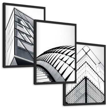 Zestaw obrazy w ramie, plakaty - architektura, budynek, fasada - rama czarna
