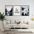 Zestaw obrazy w ramie, plakaty - góry, zima, lasy - rama czarna