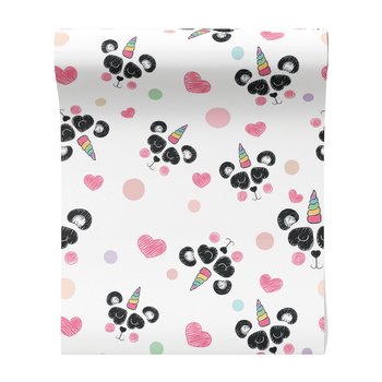 Tapeta - dziecięca, panda, jednorożec, serca