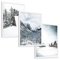 Zestaw obrazy w ramie, plakaty - zima, śnieg, góry - rama biała