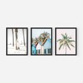 Zestaw obrazy w ramie, plakaty - palmy, plaża, domki - rama czarna