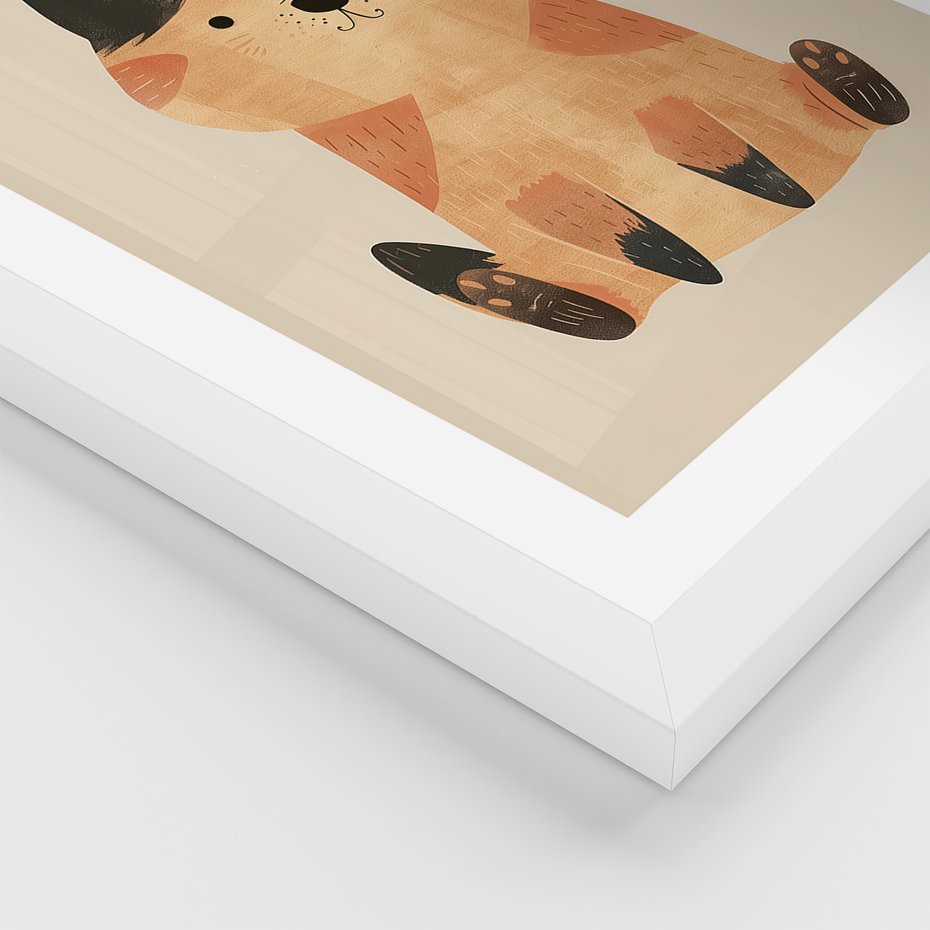 Zestaw obrazy w ramie, plakaty - zwierzęta, kot, pies - rama biała