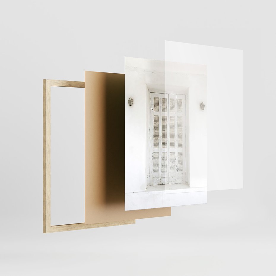 Zestaw obrazy w ramie, plakaty - ściana, schody, drzwi - rama drewno