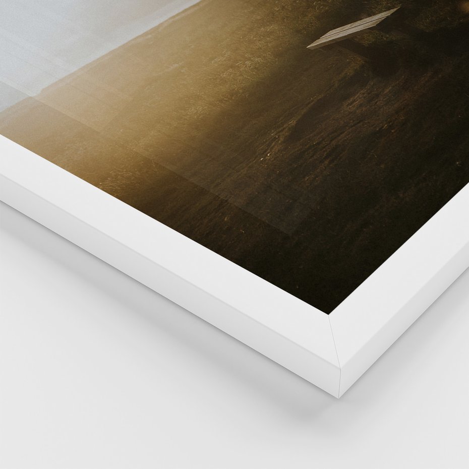 Zestaw obrazy w ramie, plakaty - krajobraz, natura, zachód słońca - rama biała