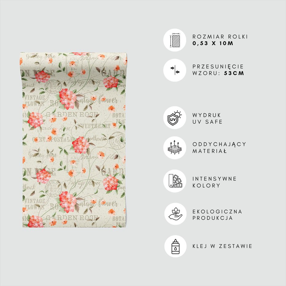 Tapeta - kwiaty, hortensje, retro