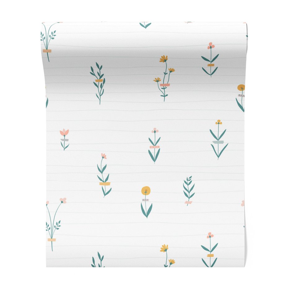 Tapeta - kwiaty, liście, minimalizm