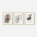 Zestaw obrazy w ramie, plakaty - abstrakcja, geometria, kształty - rama drewno
