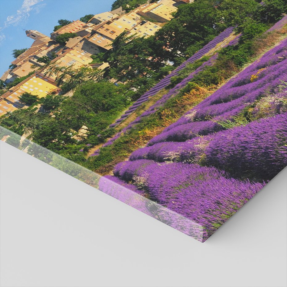 Obraz na płótnie - lawenda, miasto, góry