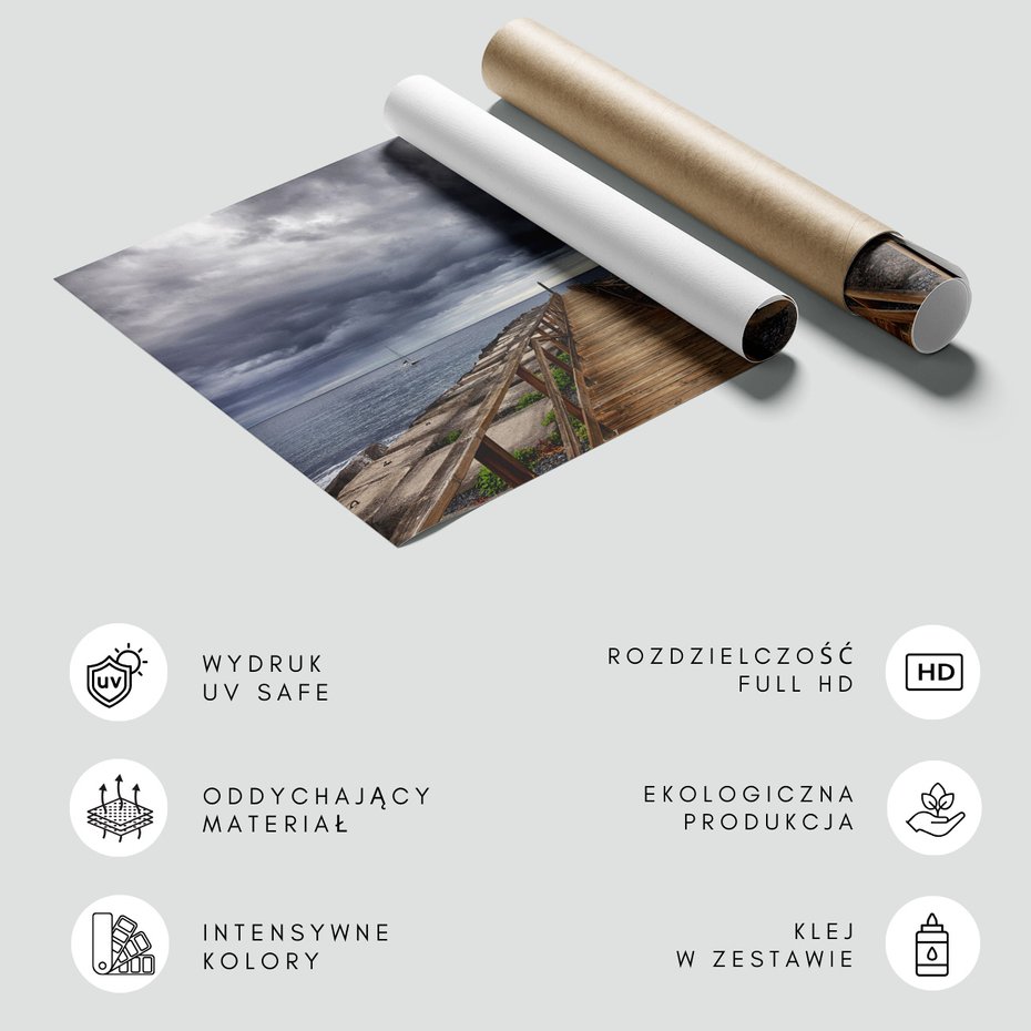 Fototapeta - morze, molo, chmury