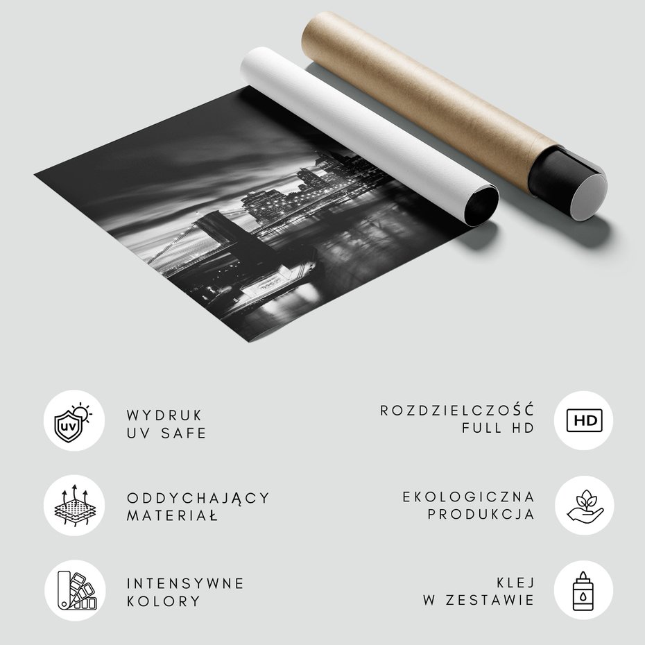 Fototapeta - miasto, most, noc