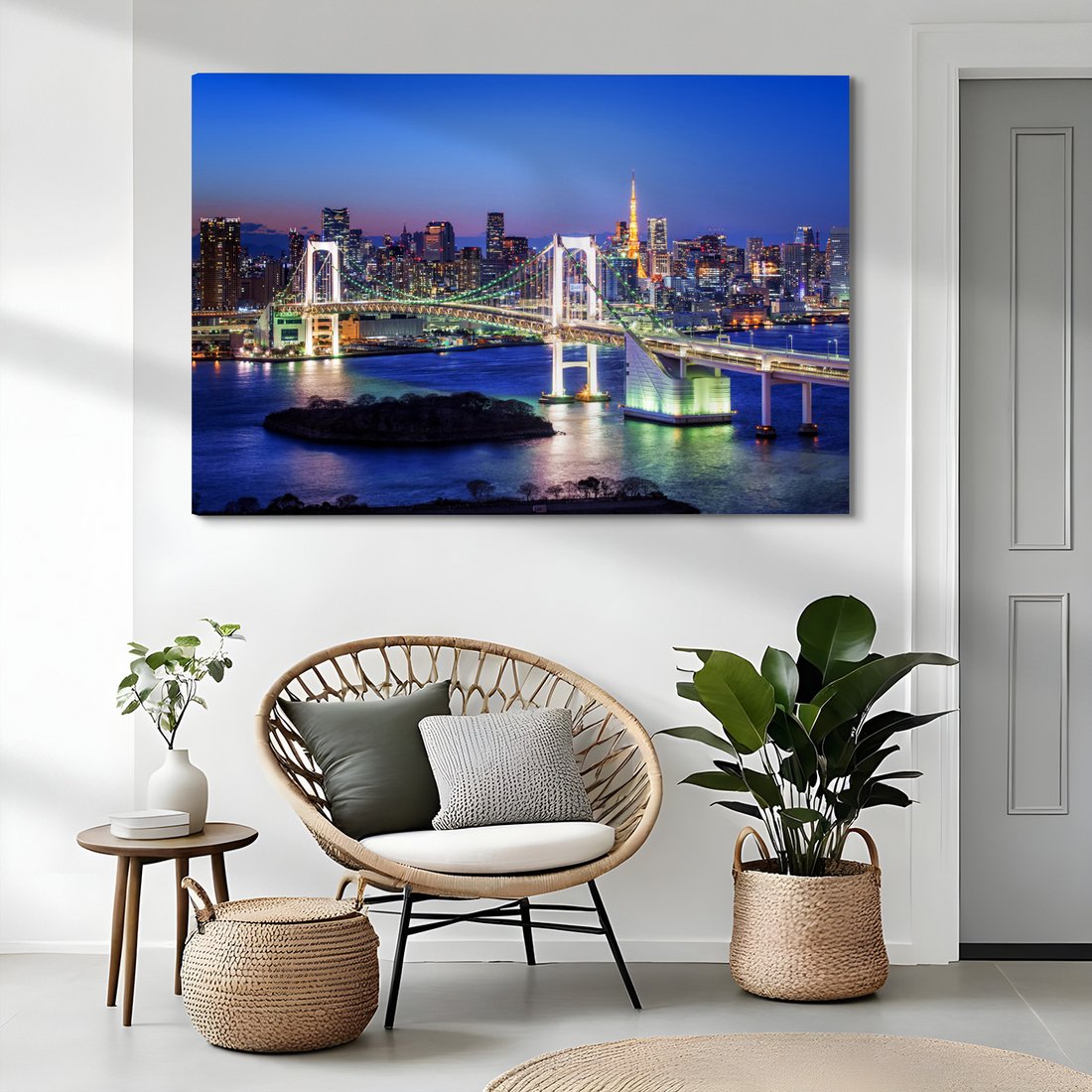 Obraz na płótnie - miasto, most, noc