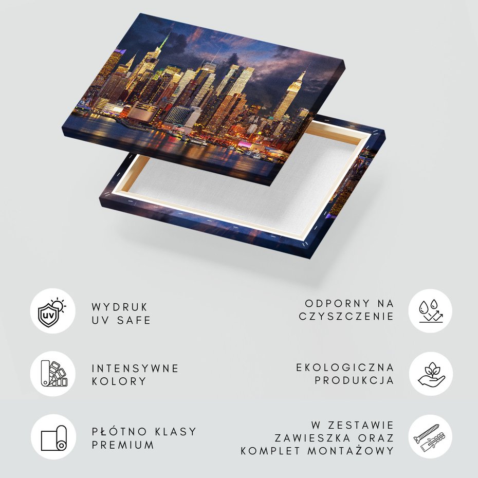 Obraz na płótnie - miasto, noc, woda