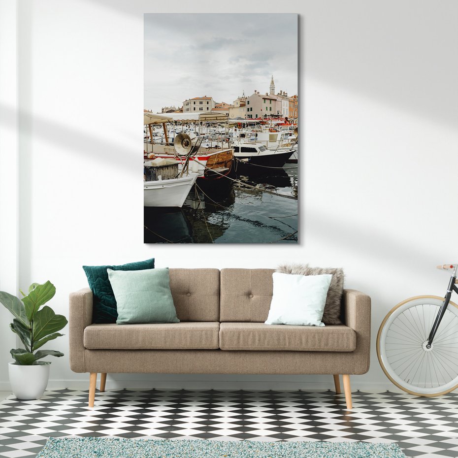 Obraz na płótnie - port, łodzie, miasto