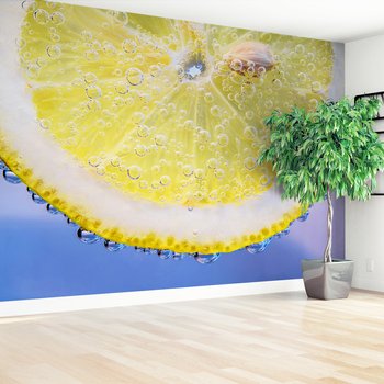 Fototapeta - cytryna, woda, bąbelki