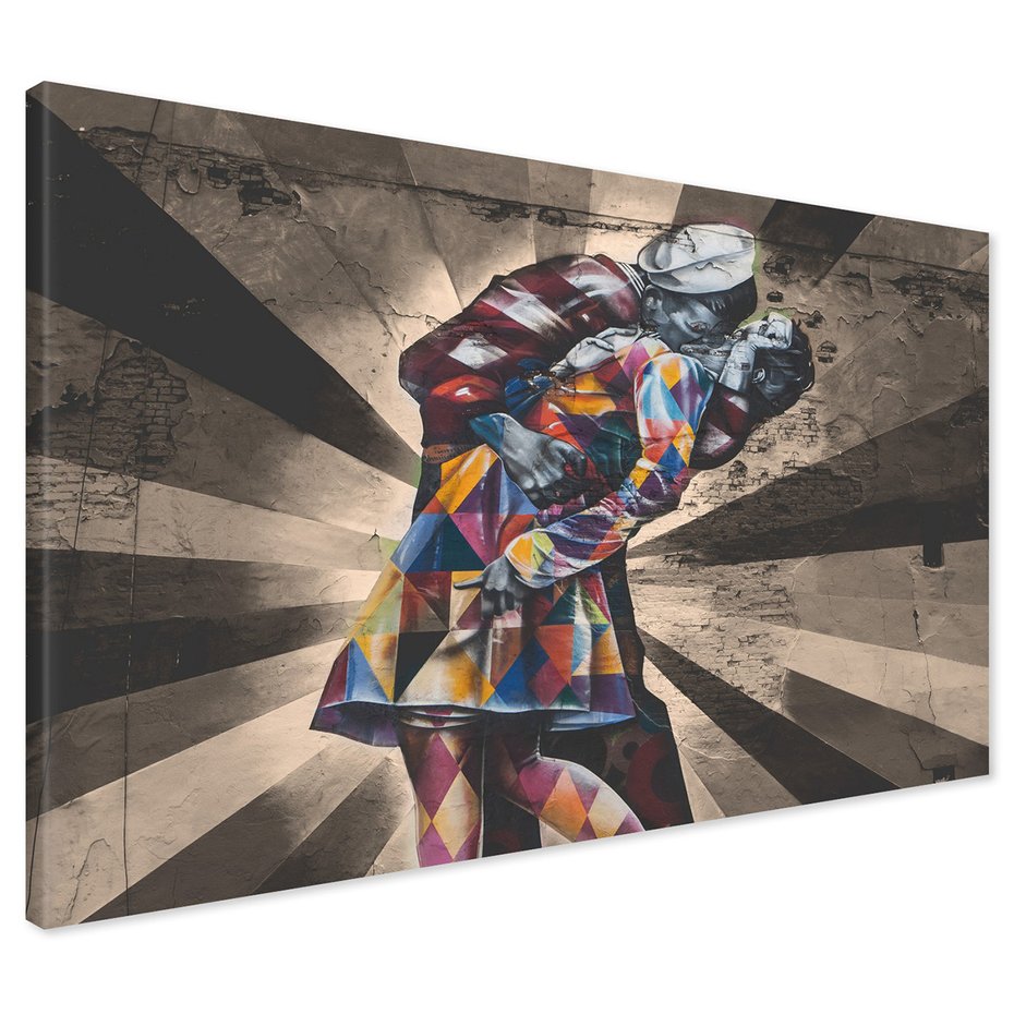 Obraz na płótnie - graffiti, pocałunek, mural