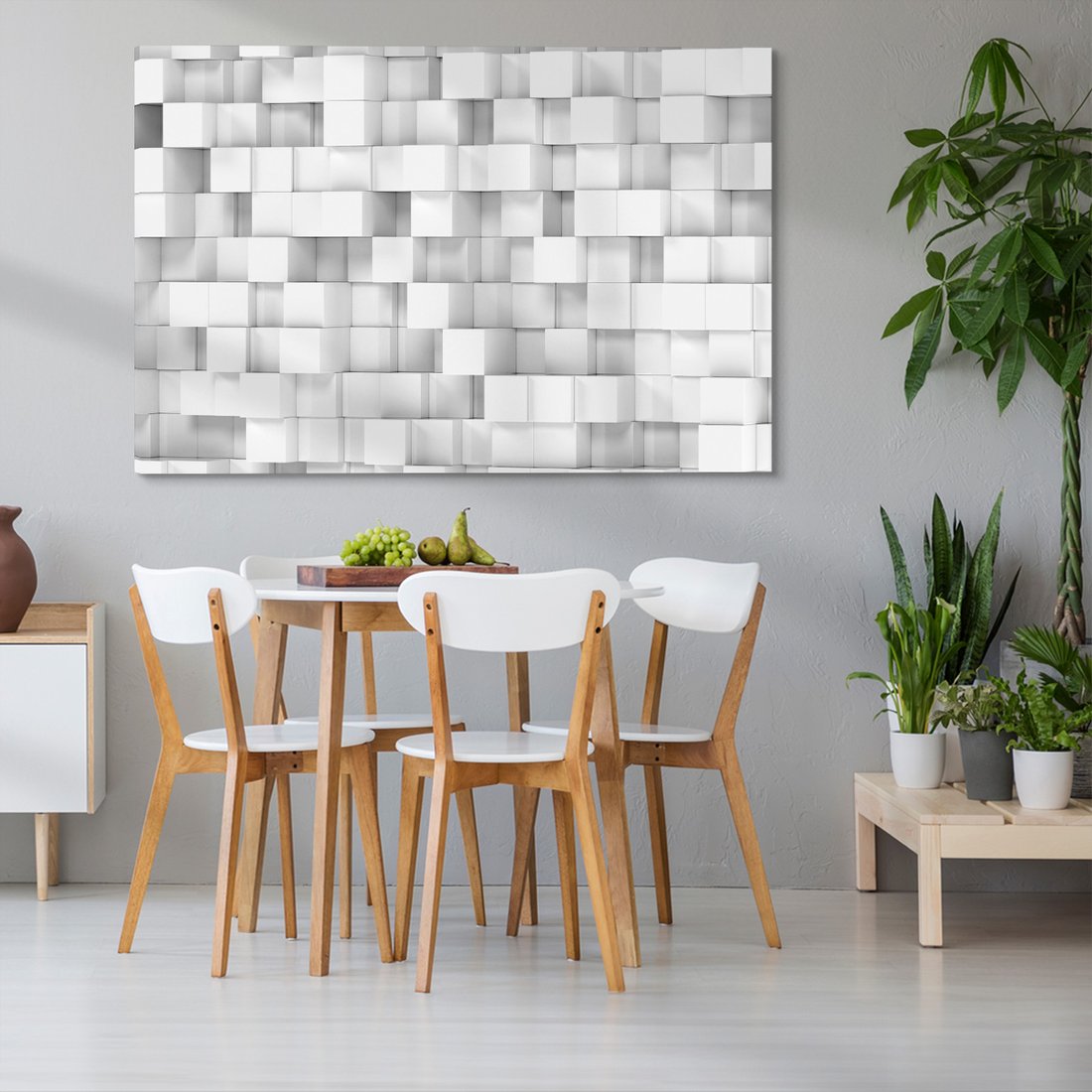 Obraz na płótnie - abstrakcja, kostki, biały