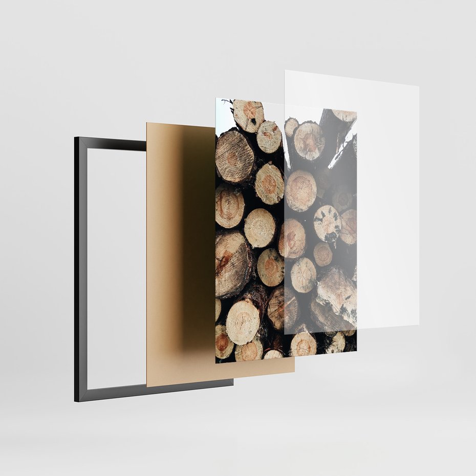 Zestaw obrazy w ramie, plakaty - drewno, zima, sweter - rama czarna