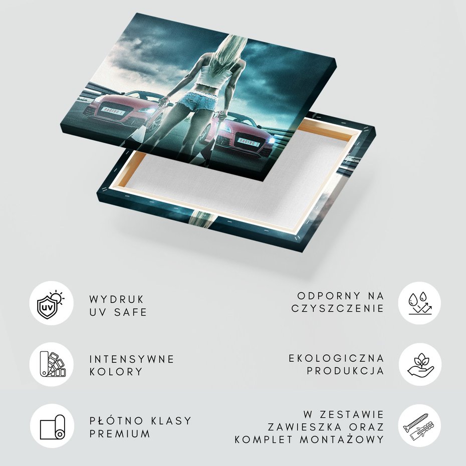 Obraz na płótnie - wyścigi, samochody, kobieta