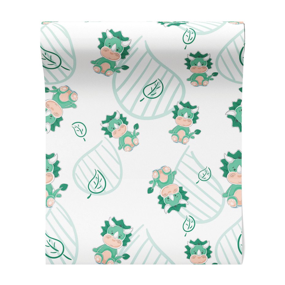 Tapeta - dziecięca, dinozaury, liście, tło