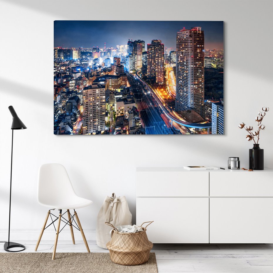 Obraz na płótnie - miasto, noc, budynki