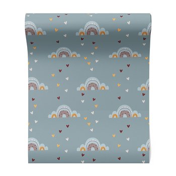 Tapeta - dziecięca, chmury, serca, tło