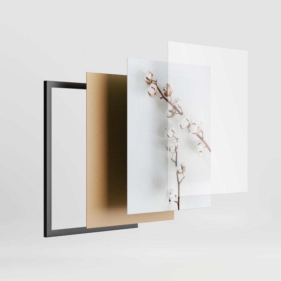 Zestaw obrazy w ramie, plakaty - kwiaty, gałązki, minimalizm - rama czarna