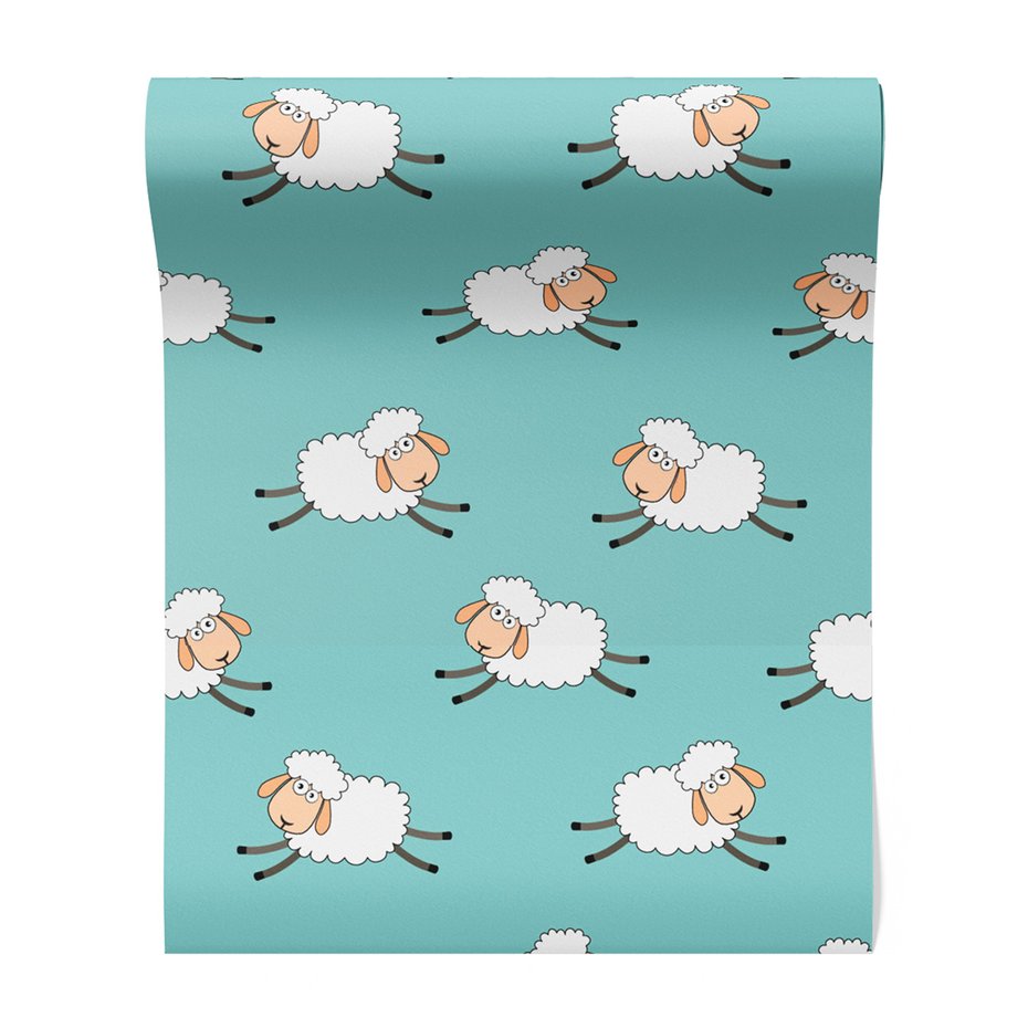 Tapeta - dziecięca, owca, ilustracja, wzór