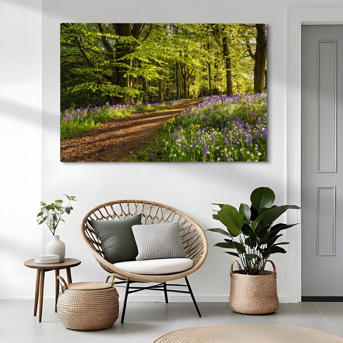 Obraz na płótnie - las, ścieżka, kwiaty