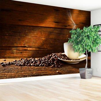 Fototapeta - kawa, ziarna, filiżanka