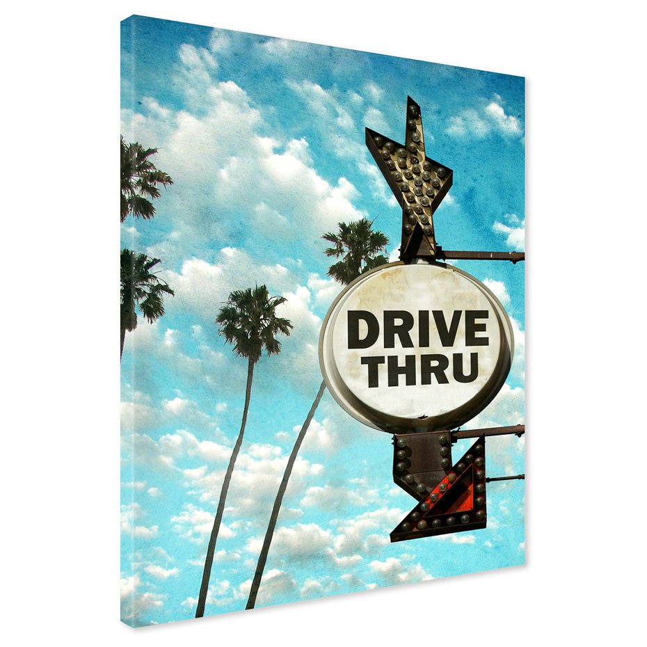 Obraz na płótnie - drive thru, palma, znak