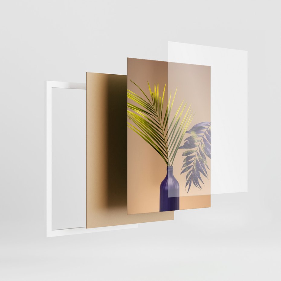 Zestaw obrazy w ramie, plakaty - liście, rośliny, minimalizm - rama biała