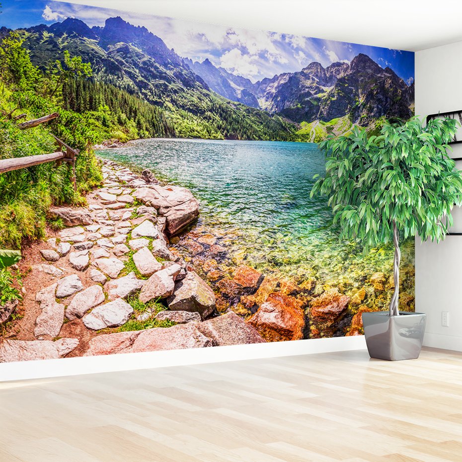 Fototapeta - góry, jezioro, las