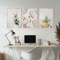 Zestaw obrazy w ramie, plakaty - rośliny, wnętrze, dekoracje - rama drewno