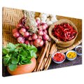 Obraz na płótnie - przyprawy, zioła, warzywa