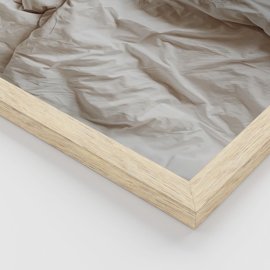 Zestaw obrazy w ramie, plakaty - kawa, łóżko, minimalizm - rama drewno