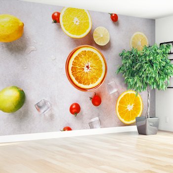 Fototapeta - owoce, cytrusy, napój