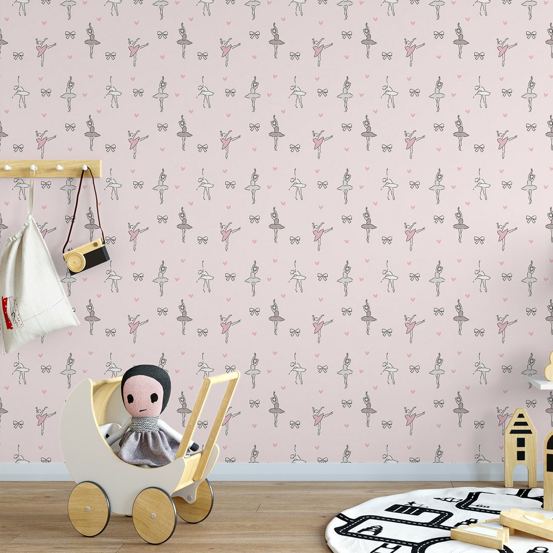 Tapeta - dziecięca, baletnica, kokarda, tło