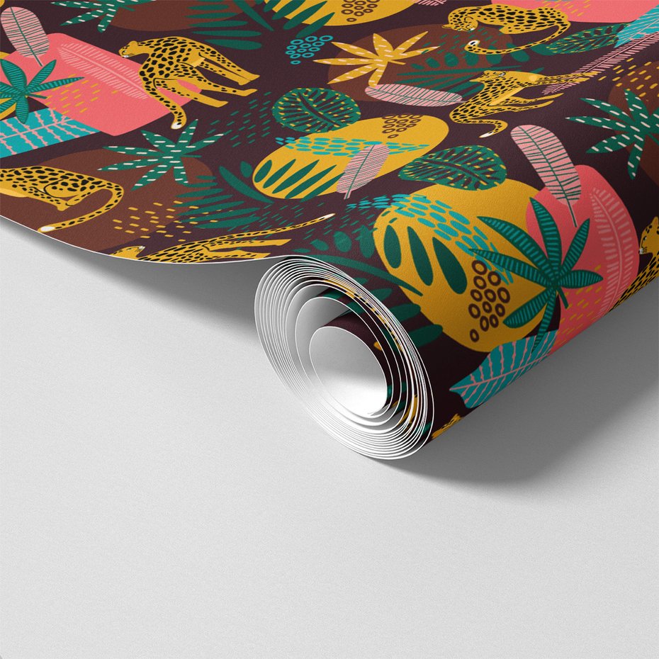 Tapeta - liście, pantera, koła