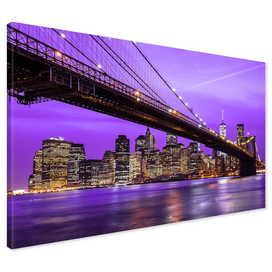Obraz na płótnie - most, miasto, noc