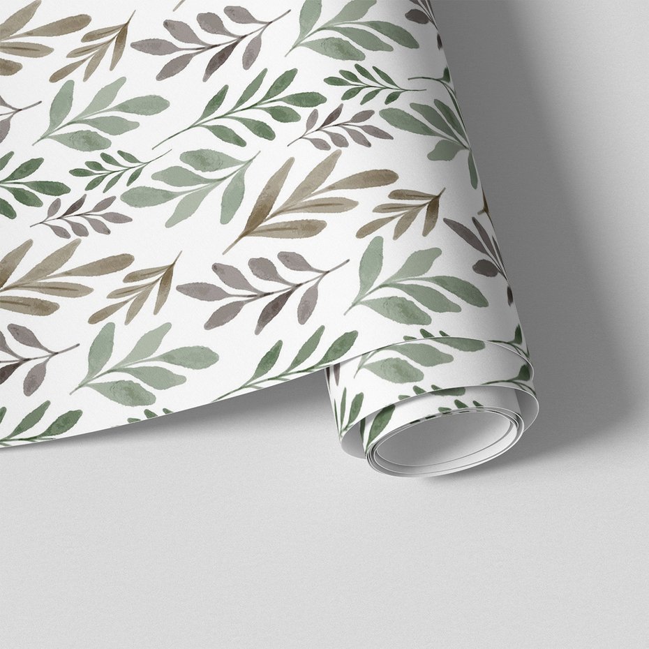 Tapeta - liście, gałązki, akwarela