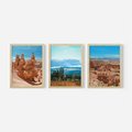 Zestaw obrazy w ramie, plakaty - formacje skalne, kanion, kaktusy - rama drewno