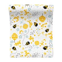 Tapeta - dziecięca, pszczoły, plaster, kwiaty