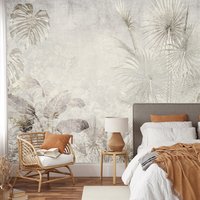 Fototapeta - beton, palmy, liście