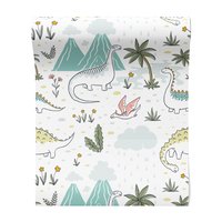 Tapeta - dziecięca, dinozaury, palmy, góry