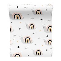 Tapeta - dziecięca, ślimaki, tęcza, gwiazdy